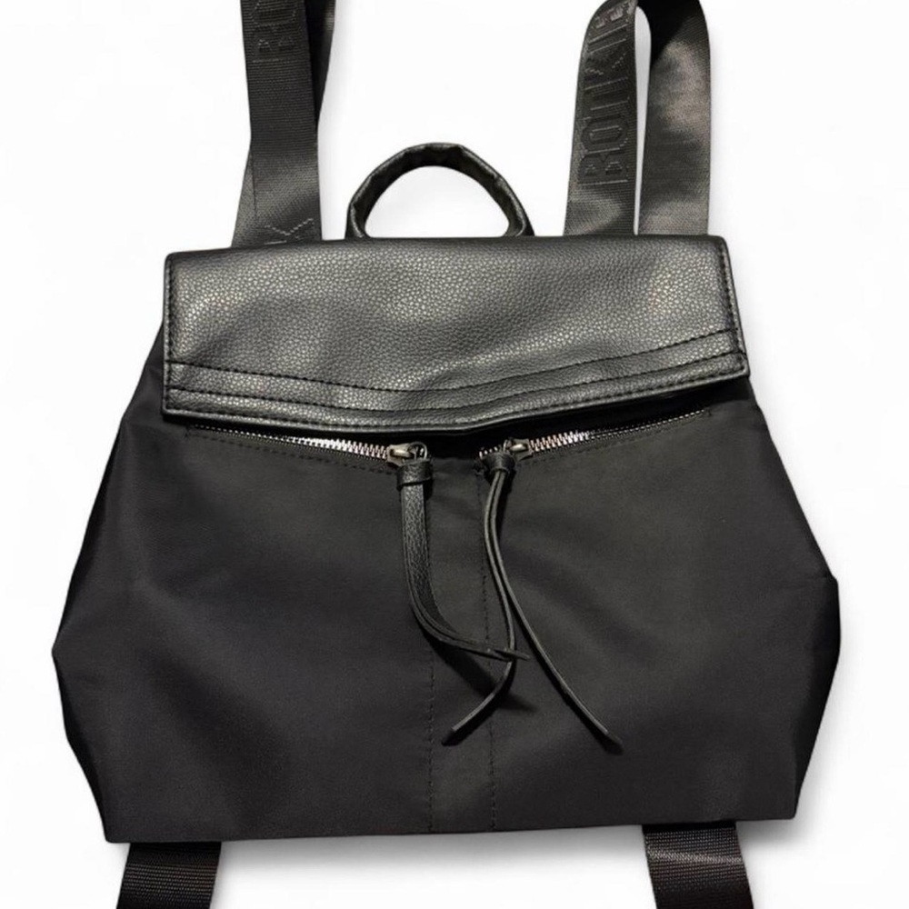 Botkier Black Nylon & Leather Flap Backpack